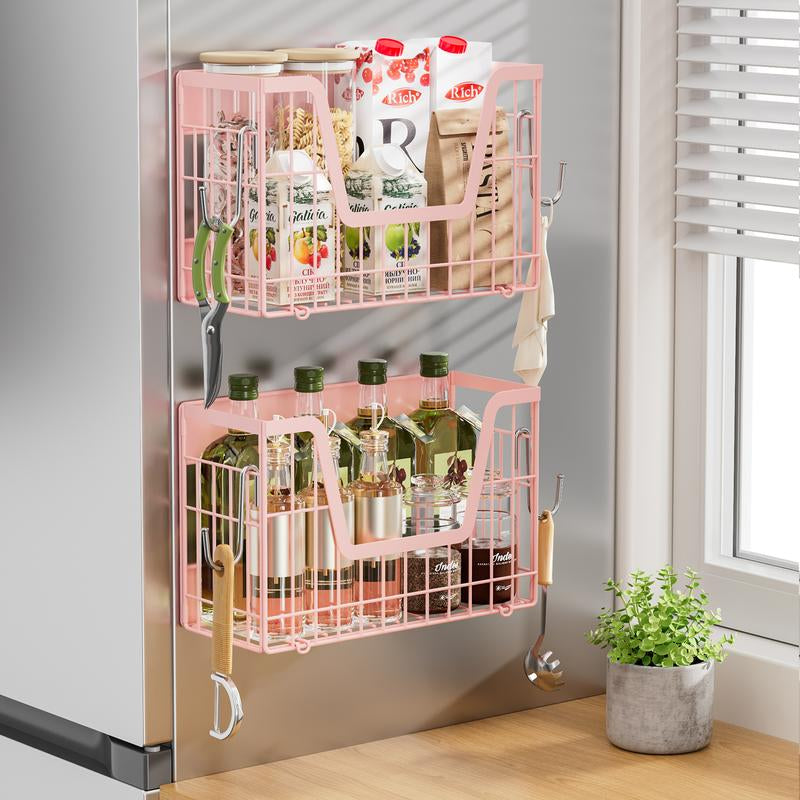San Dream Magnetic Fridge Shelf Organizer Spice Rack Basket Set