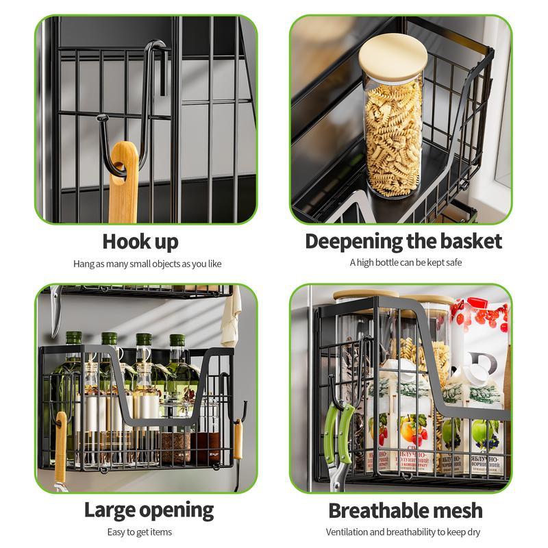 San Dream Magnetic Fridge Shelf Organizer Spice Rack Basket Set