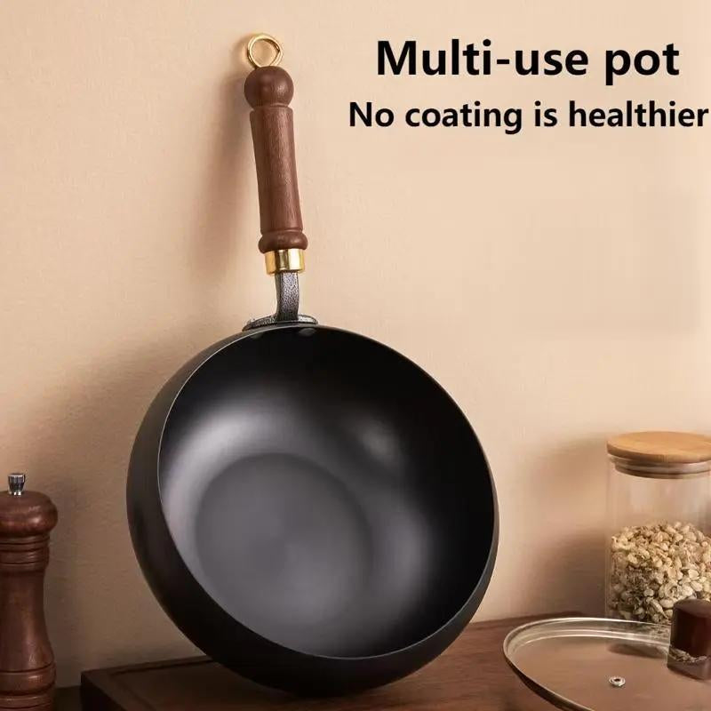 Thick Uncoated Cast Iron Skillet Hand Forged Frying Pan Cookware