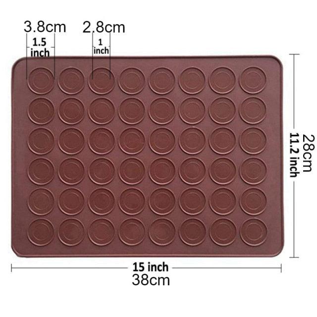 Silicone Macaron Baking Mat Set Non Stick 48 Capacity Reusable