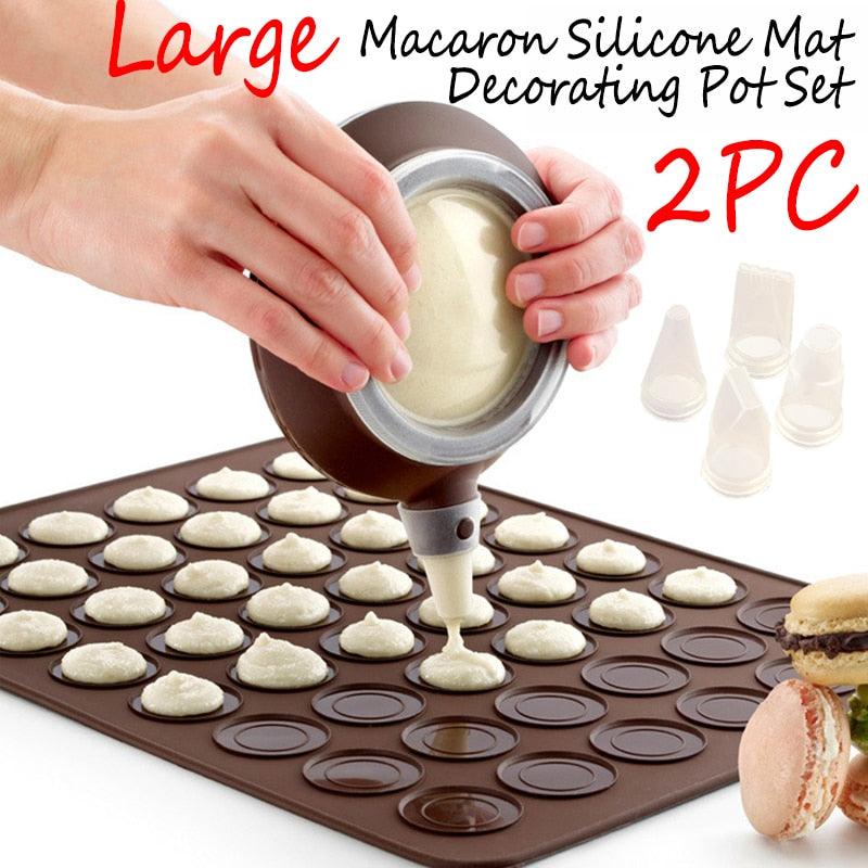 Silicone Macaron Baking Mat Set Non Stick 48 Capacity Reusable