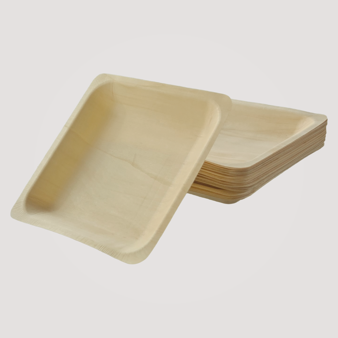 Eco Friendly Square Wooden Plates 9x9 Inch 300 Pack Set