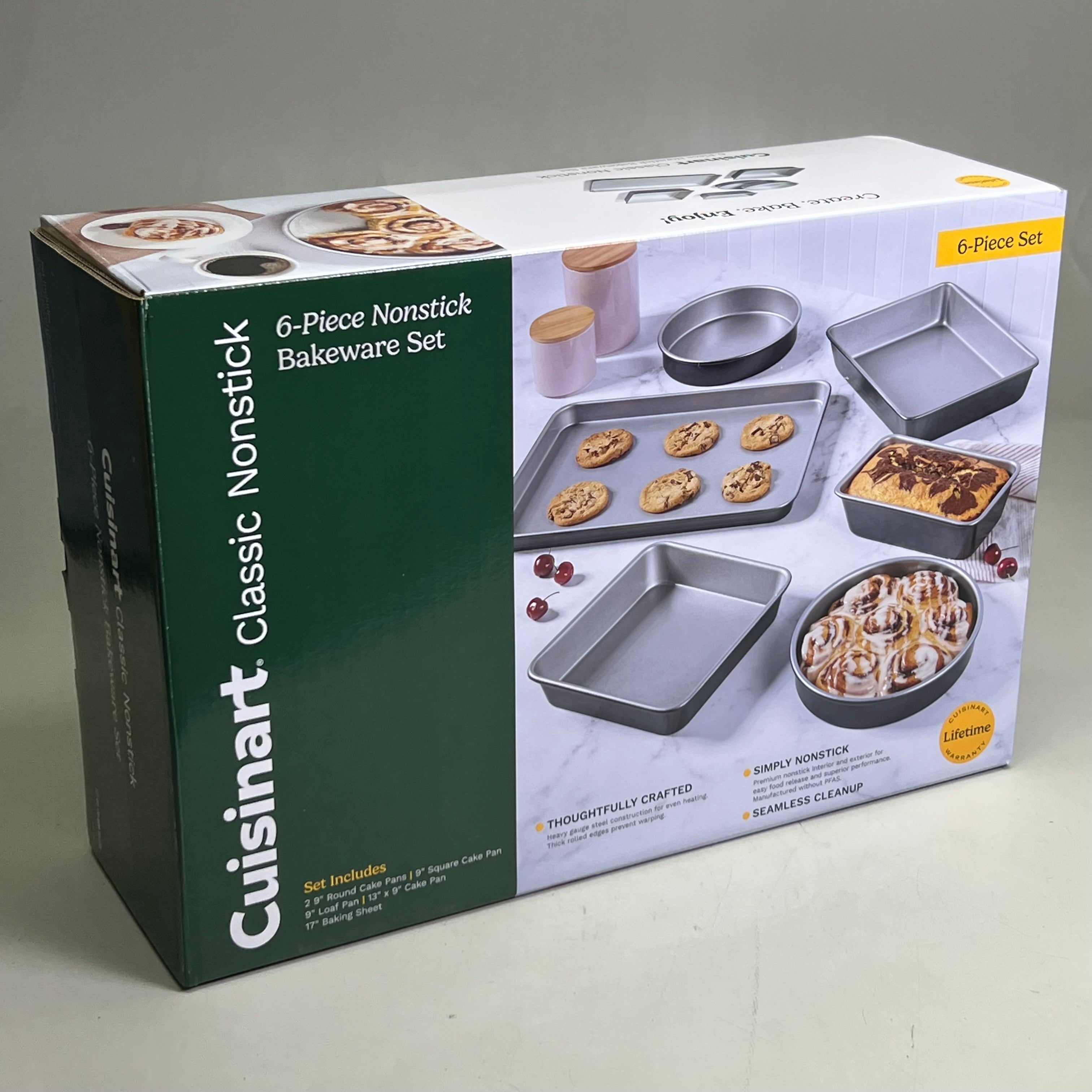6-Pieces Nonstick Bakeware Set Sz 13.9" X 7.2" X 20", Grey MB-6S