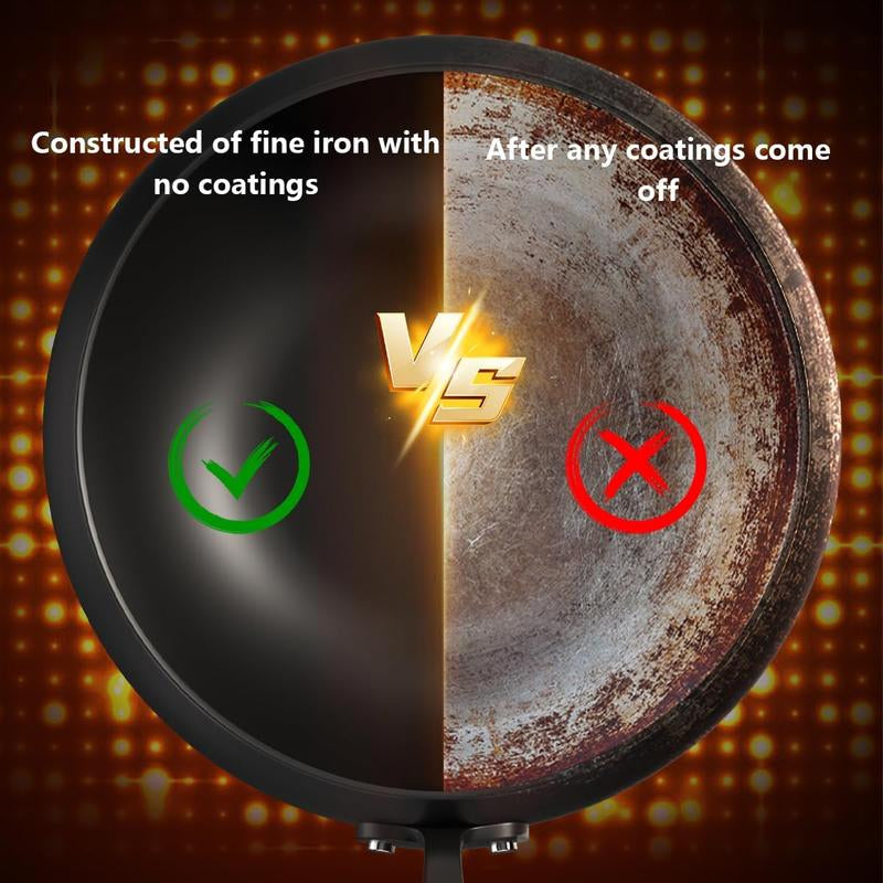 Thick Uncoated Cast Iron Skillet Hand Forged Frying Pan Cookware