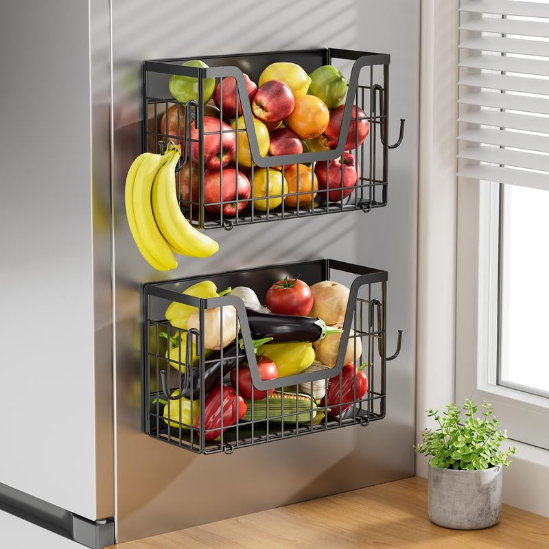 San Dream Magnetic Fridge Shelf Organizer Spice Rack Basket Set
