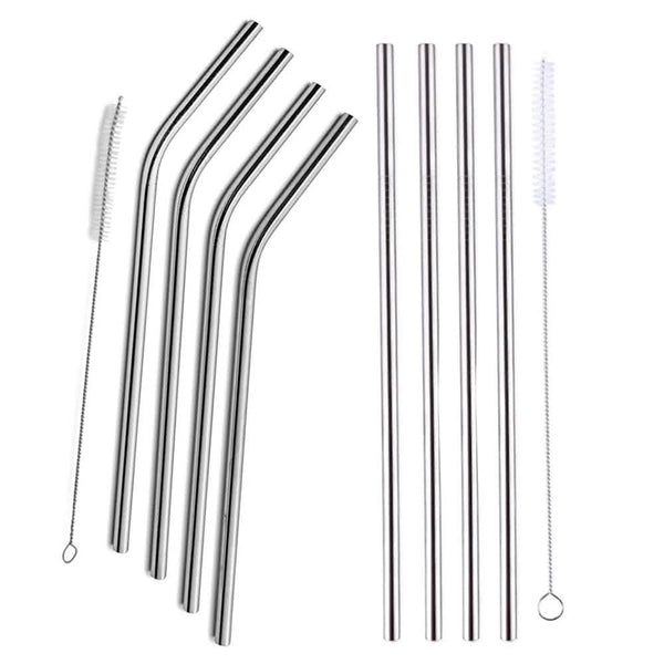 5-Pack: Stainless Steel Bend Or Straight Drinking Straws
