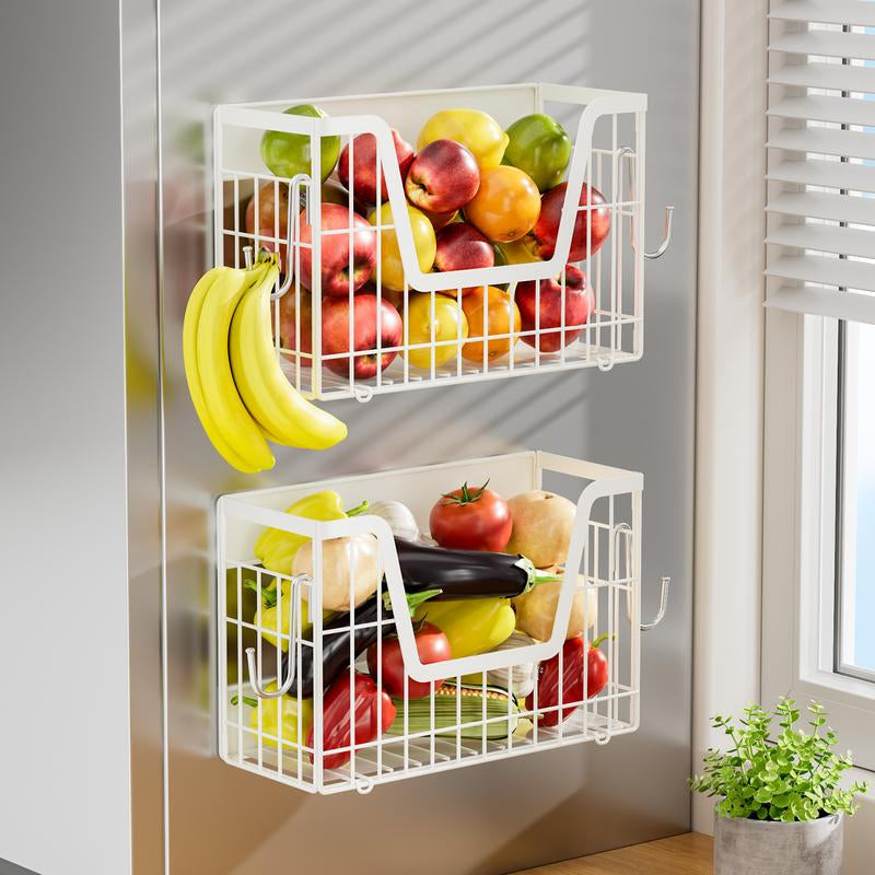San Dream Magnetic Fridge Shelf Organizer Spice Rack Basket Set