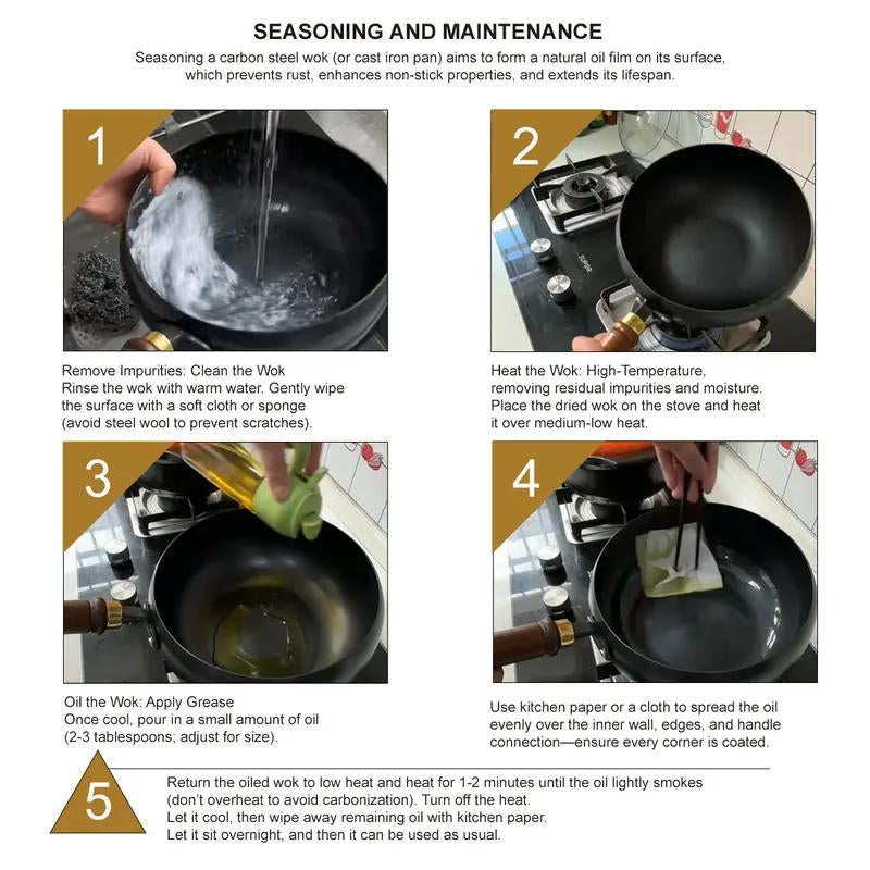 Thick Uncoated Cast Iron Skillet Hand Forged Frying Pan Cookware