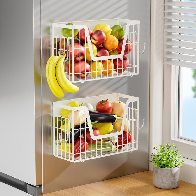 San Dream Magnetic Fridge Shelf Organizer Spice Rack Basket Set