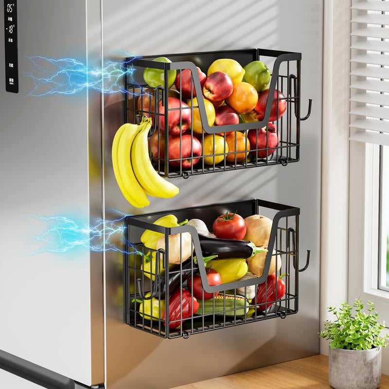 San Dream Magnetic Fridge Shelf Organizer Spice Rack Basket Set