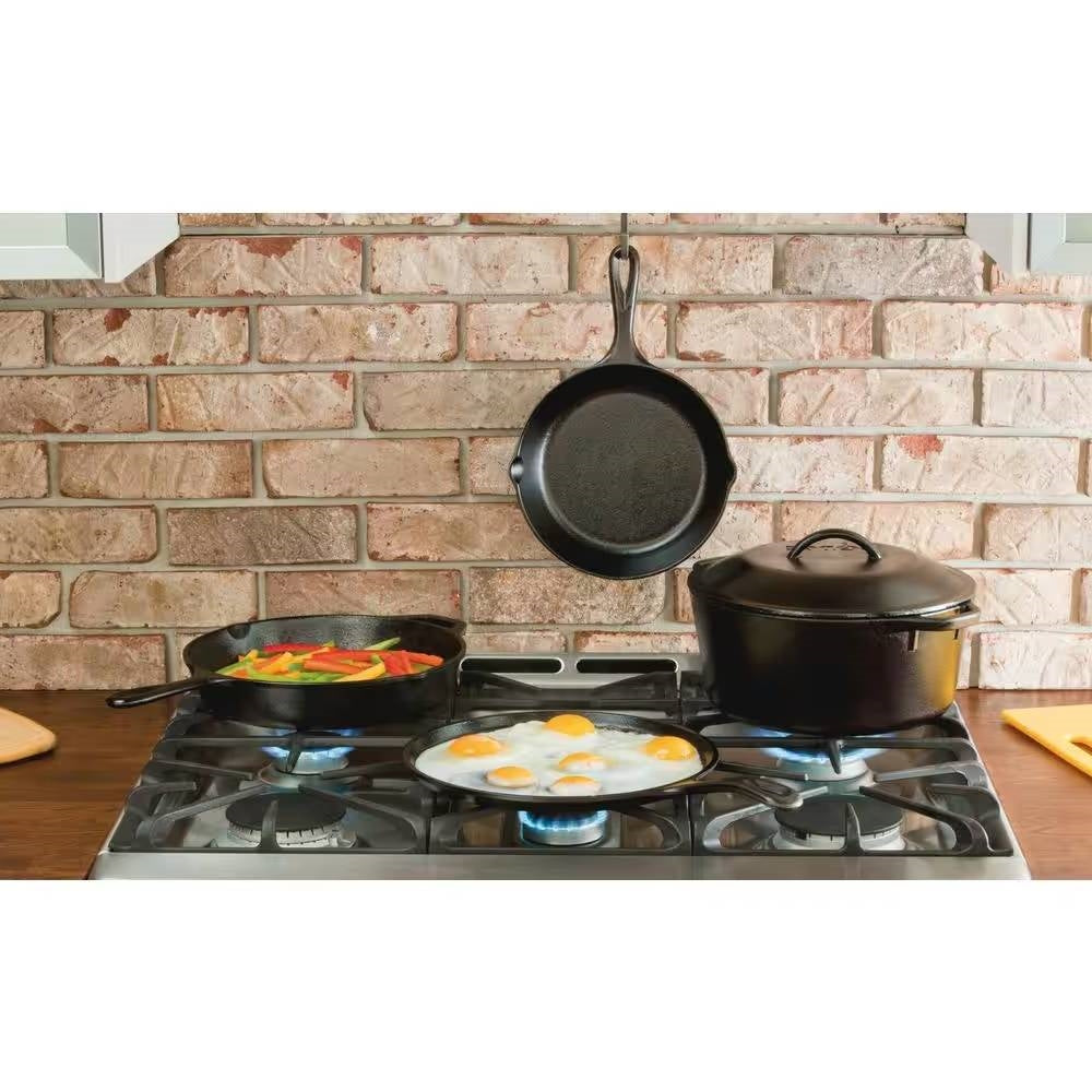 5 Piece Cast Iron Cookware Set Dutch Oven Skillets Griddle