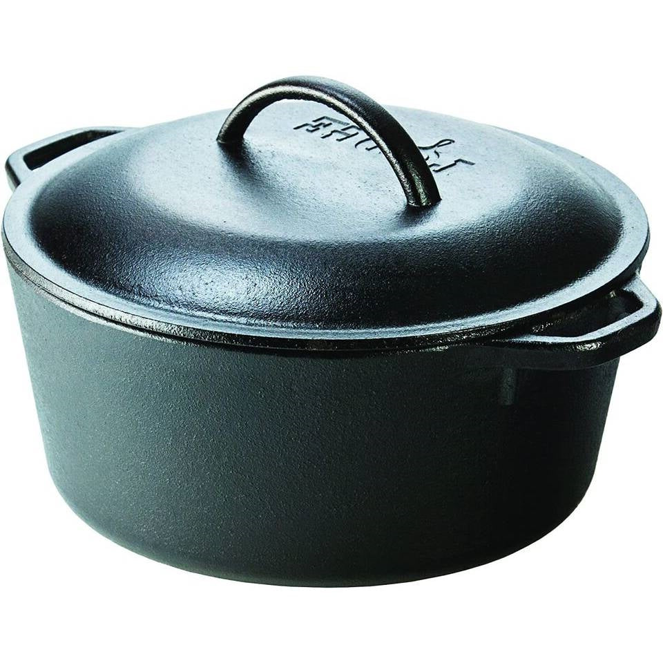5 Piece Cast Iron Cookware Set Dutch Oven Skillets Griddle