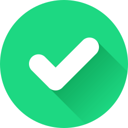 Green circle with a white checkmark in the center, casting a subtle shadow
