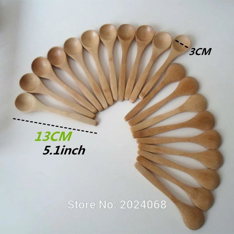 10 Piece Wooden Honey Spoon Set | Eco Friendly Bamboo Kitchen Condiment Scoop