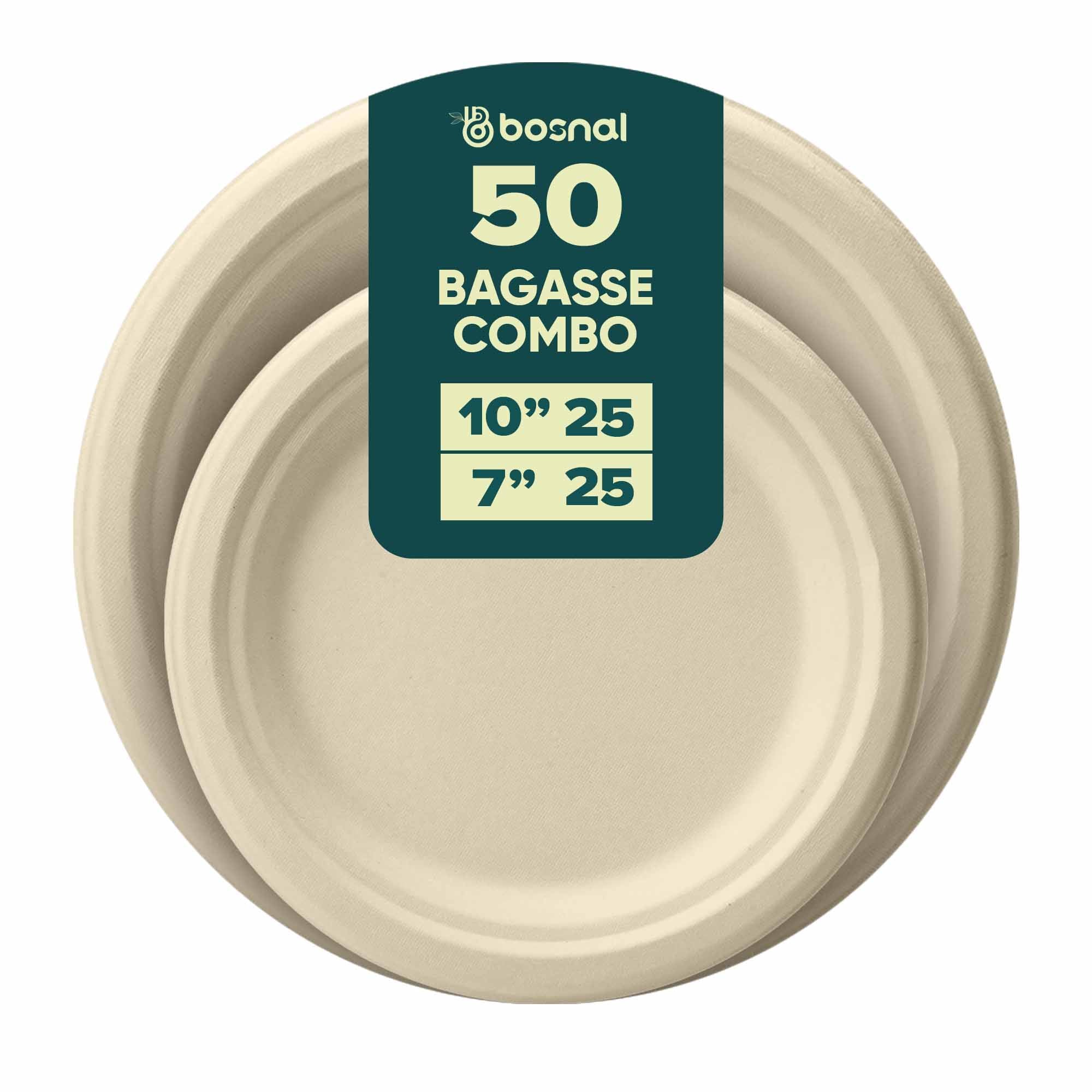 Sugarcane Bagasse Compostable Round Plates 10 and 7 Inch Set