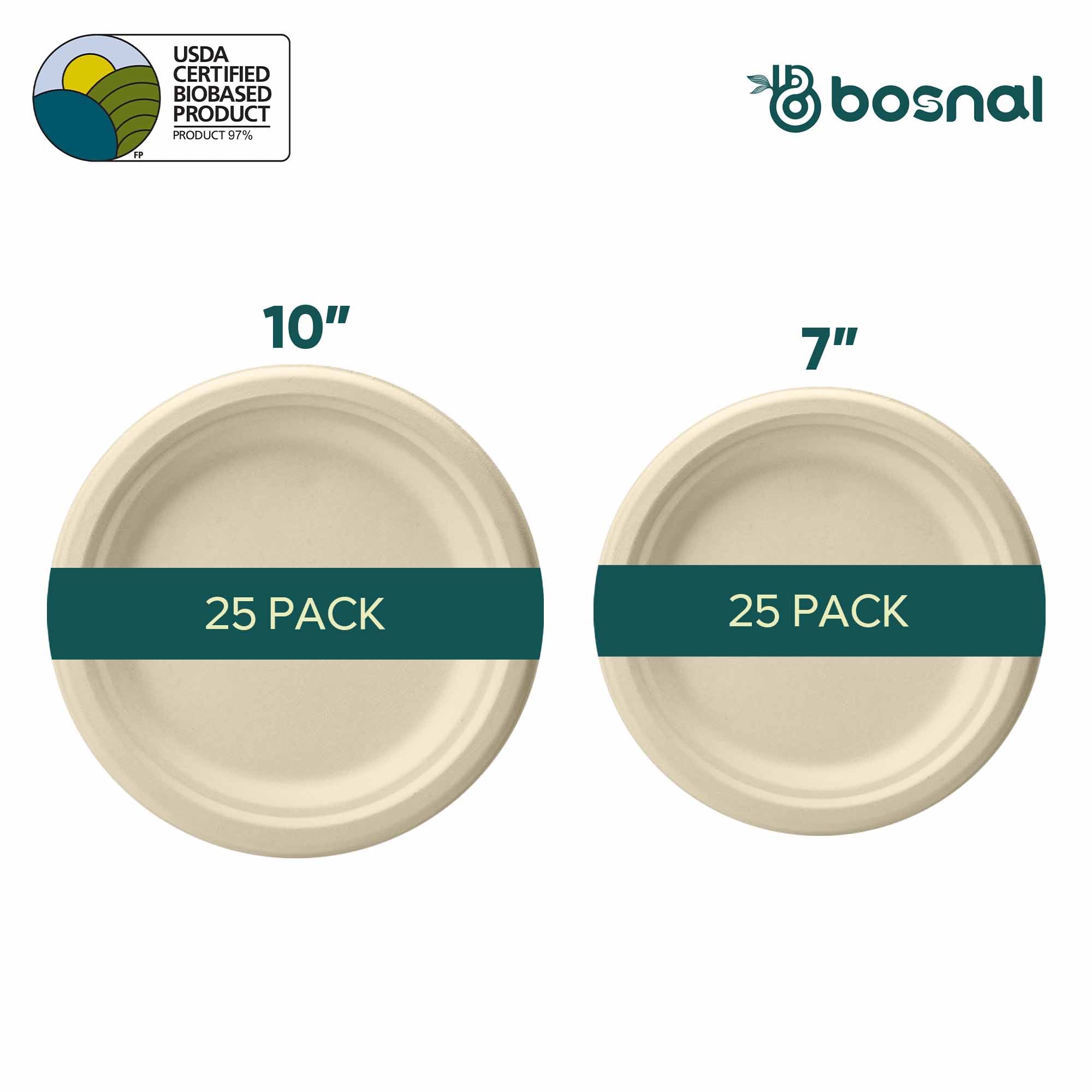 Sugarcane Bagasse Compostable Round Plates 10 and 7 Inch Set
