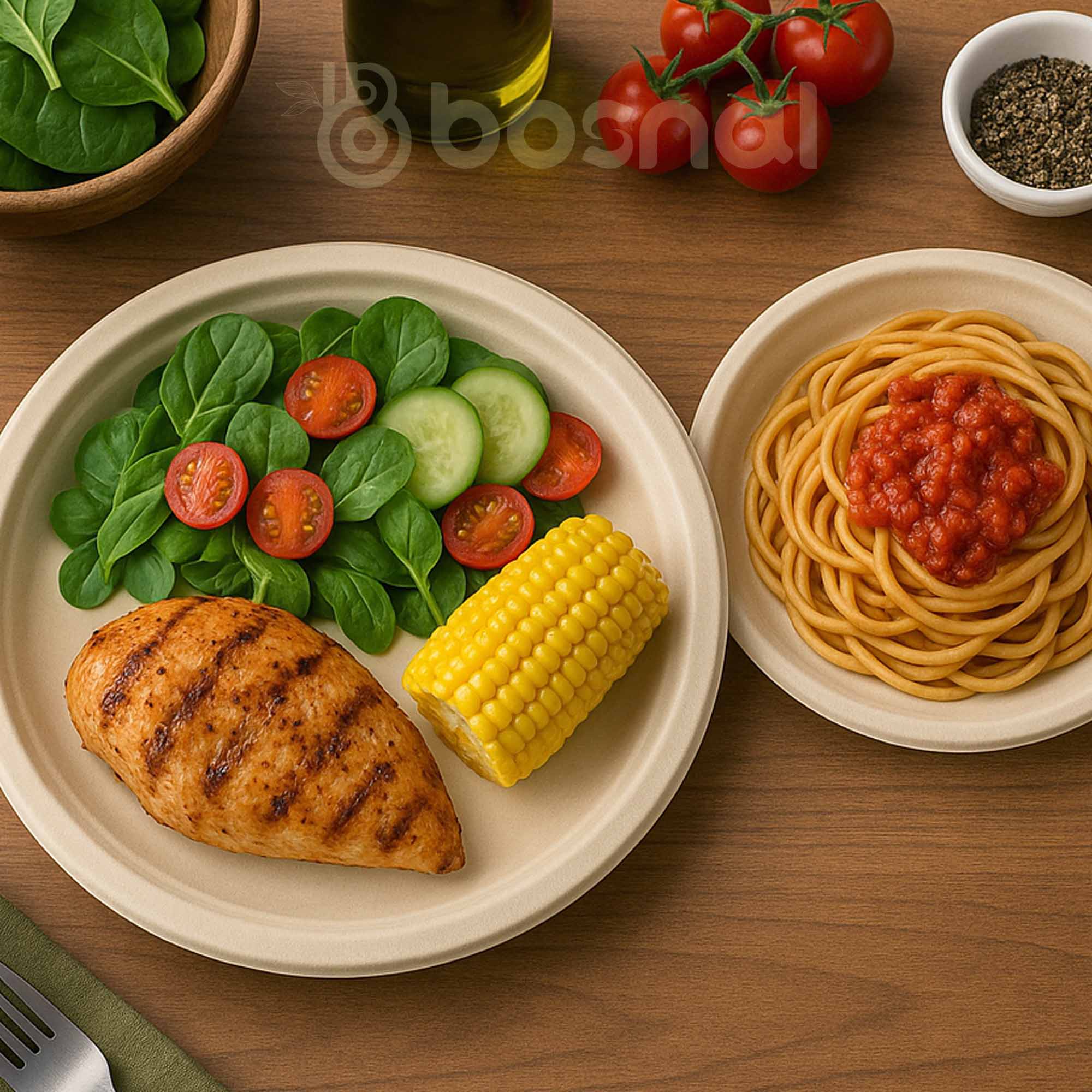 Sugarcane Bagasse Compostable Round Plates 10 and 7 Inch Set