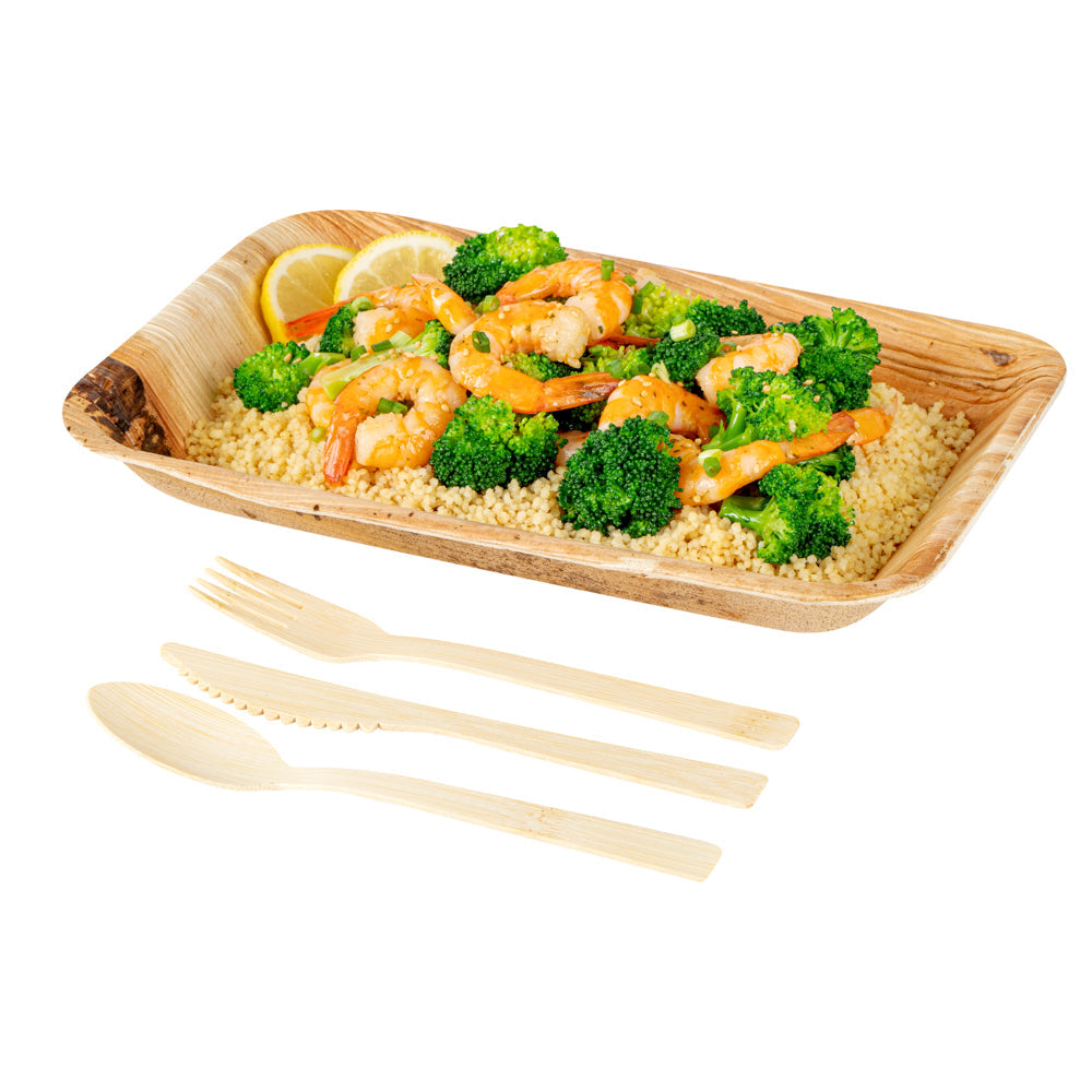 Natural Bamboo Disposable Cutlery Set - 7" - 100 count box