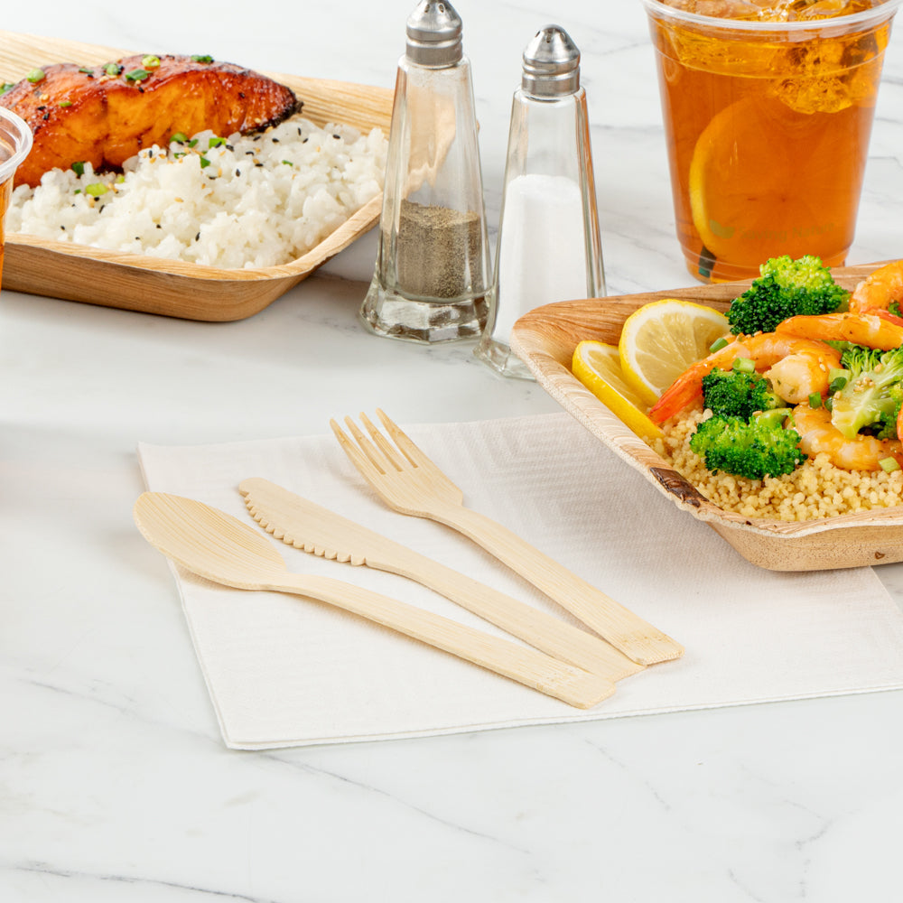 Natural Bamboo Disposable Cutlery Set - 7" - 100 count box