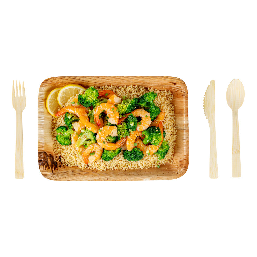 Natural Bamboo Disposable Cutlery Set - 7" - 100 count box