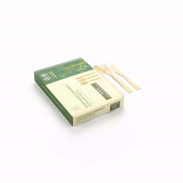 Natural Bamboo Disposable Cutlery Set - 7" - 100 count box