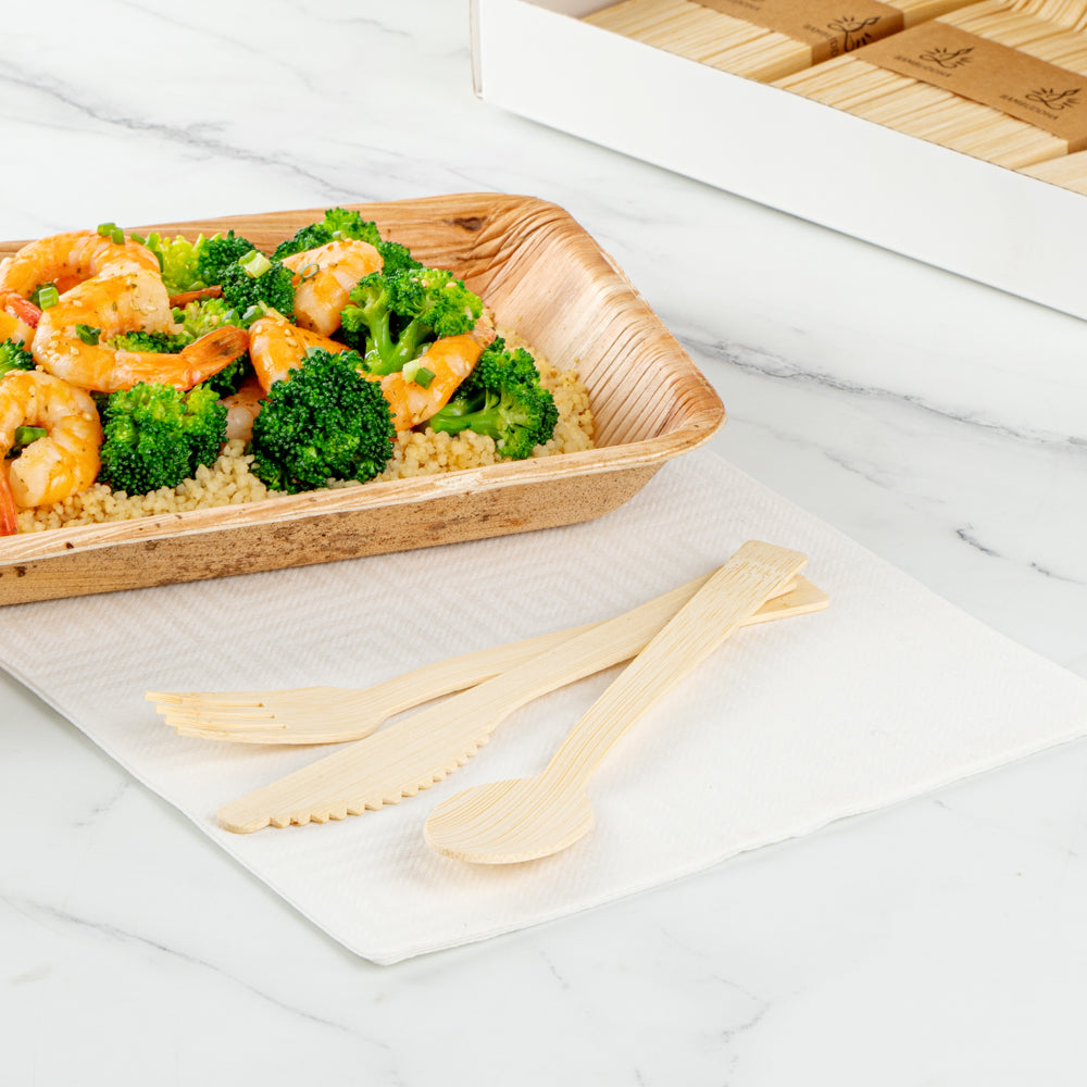 Natural Bamboo Disposable Cutlery Set - 7" - 100 count box