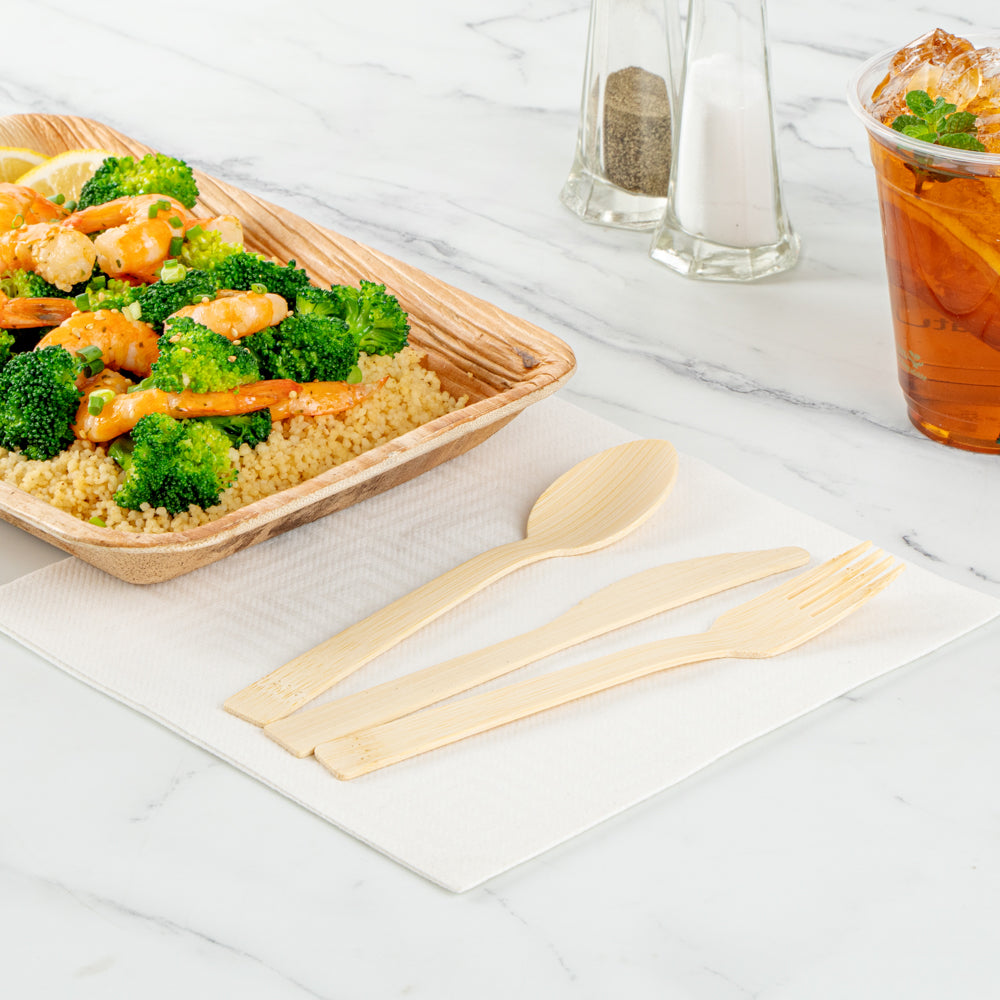 Natural Bamboo Disposable Cutlery Set - 7" - 100 count box