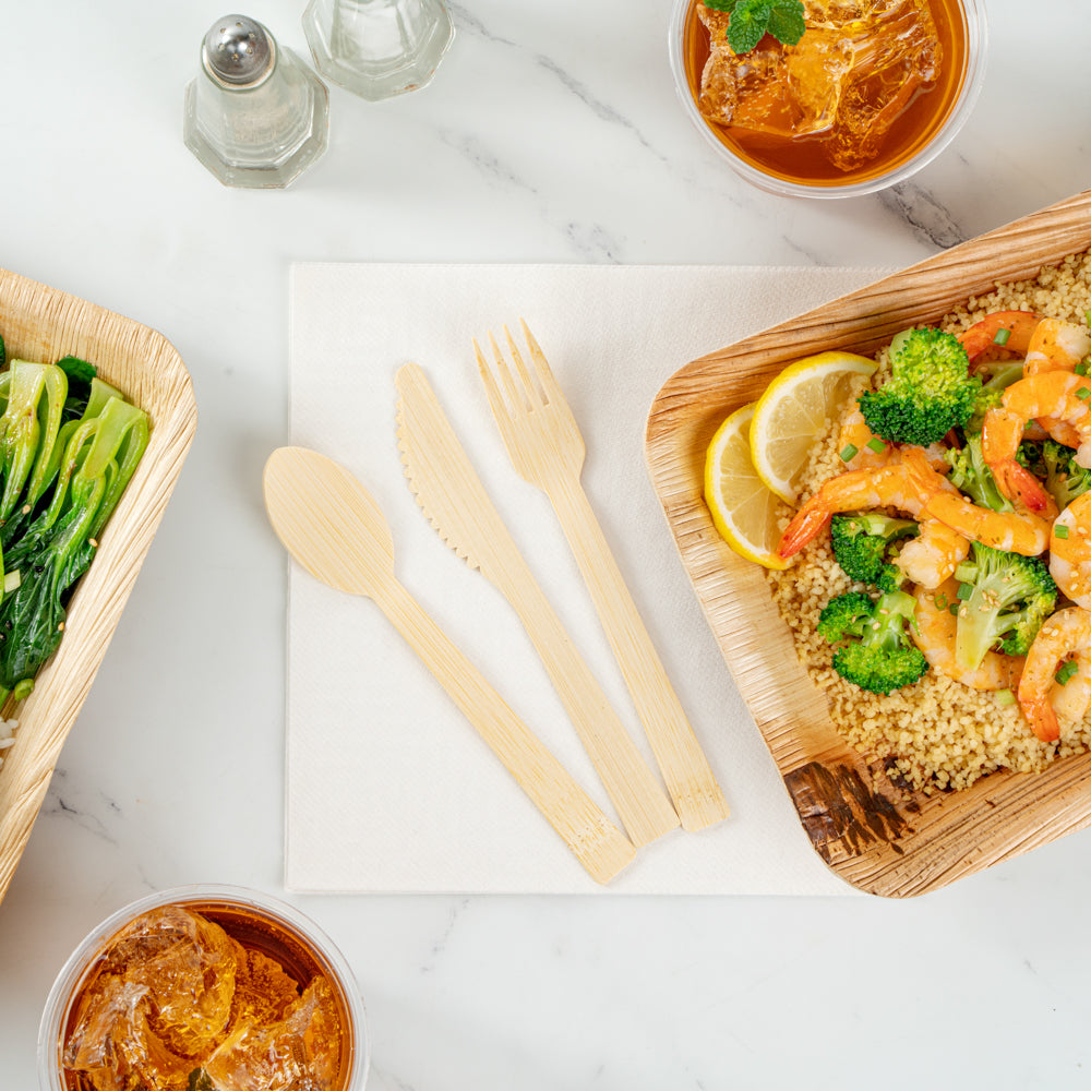 Natural Bamboo Disposable Cutlery Set - 7" - 100 count box