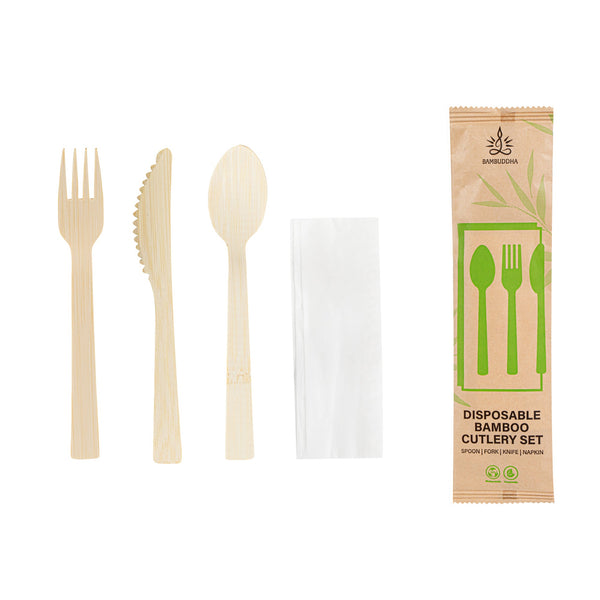 Bamboo Disposable Cutlery Set 7 Inch 50 Count Box