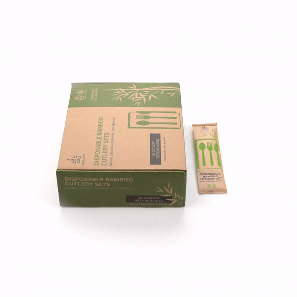Bamboo Disposable Cutlery Set 7 Inch 50 Count Box