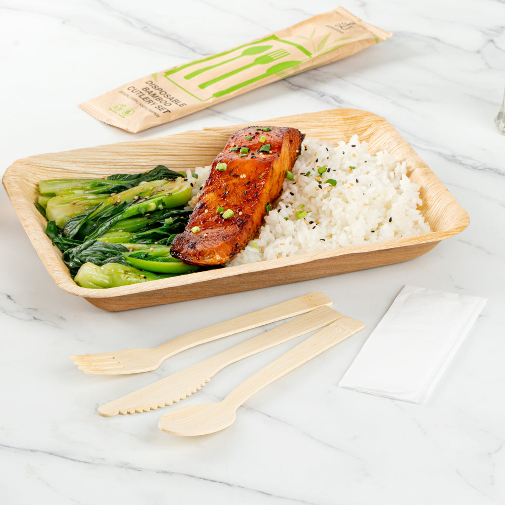 Bamboo Disposable Cutlery Set 7 Inch 50 Count Box