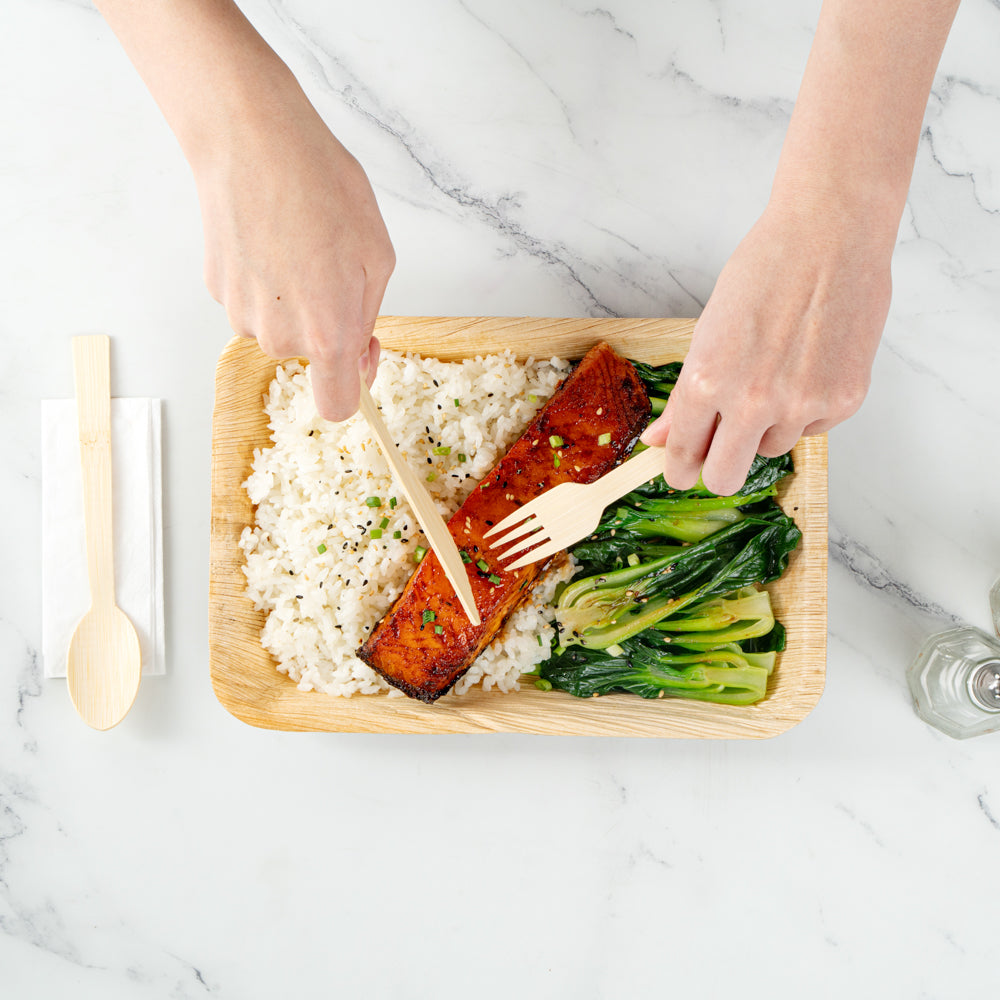 Bamboo Disposable Cutlery Set 7 Inch 50 Count Box
