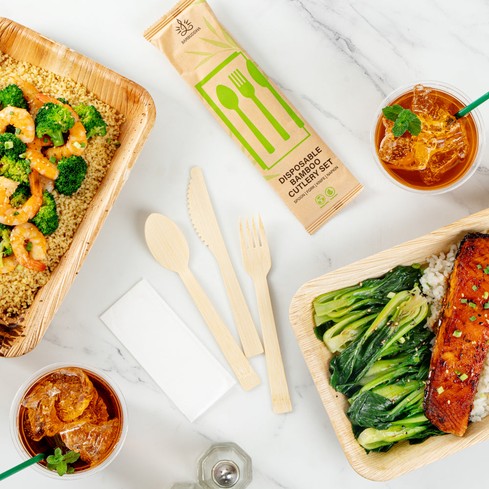 Bamboo Disposable Cutlery Set 7 Inch 50 Count Box