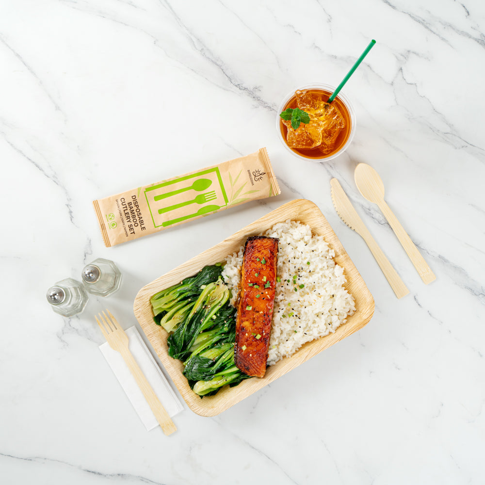 Bamboo Disposable Cutlery Set 7 Inch 50 Count Box