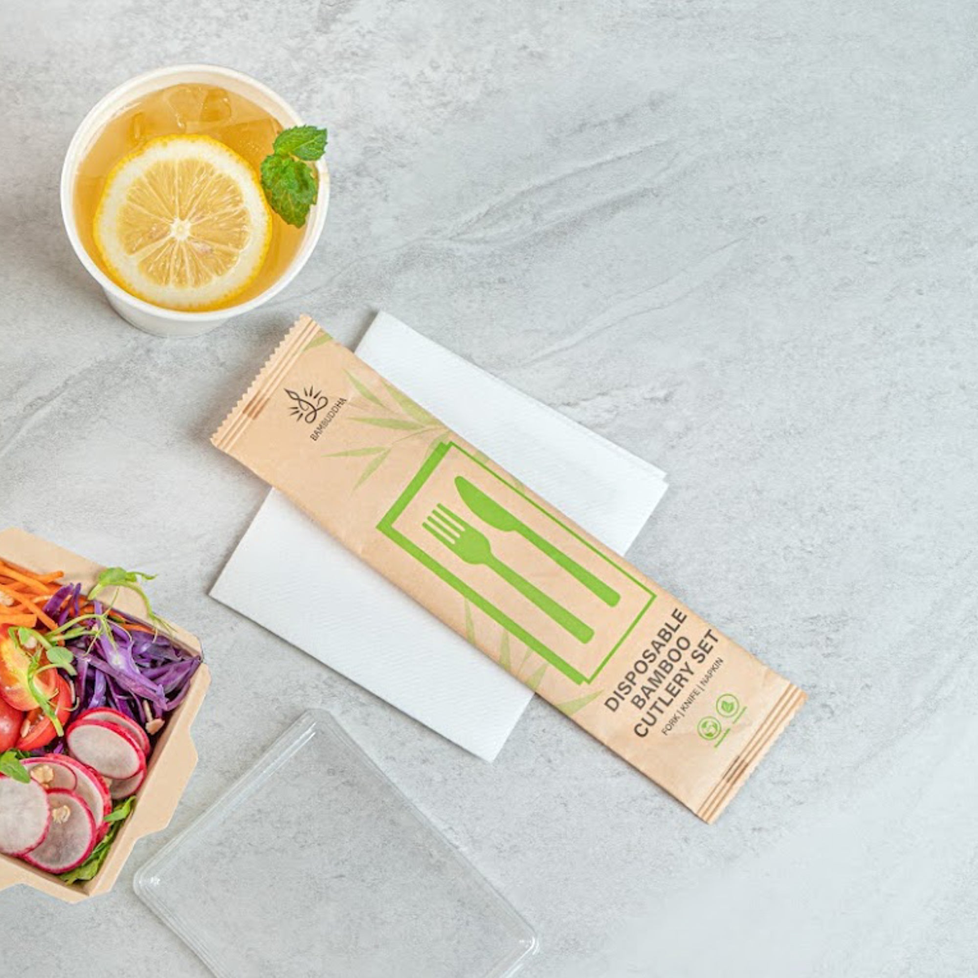 Bamboo Disposable Cutlery Set 7 Inch 50 Count Box
