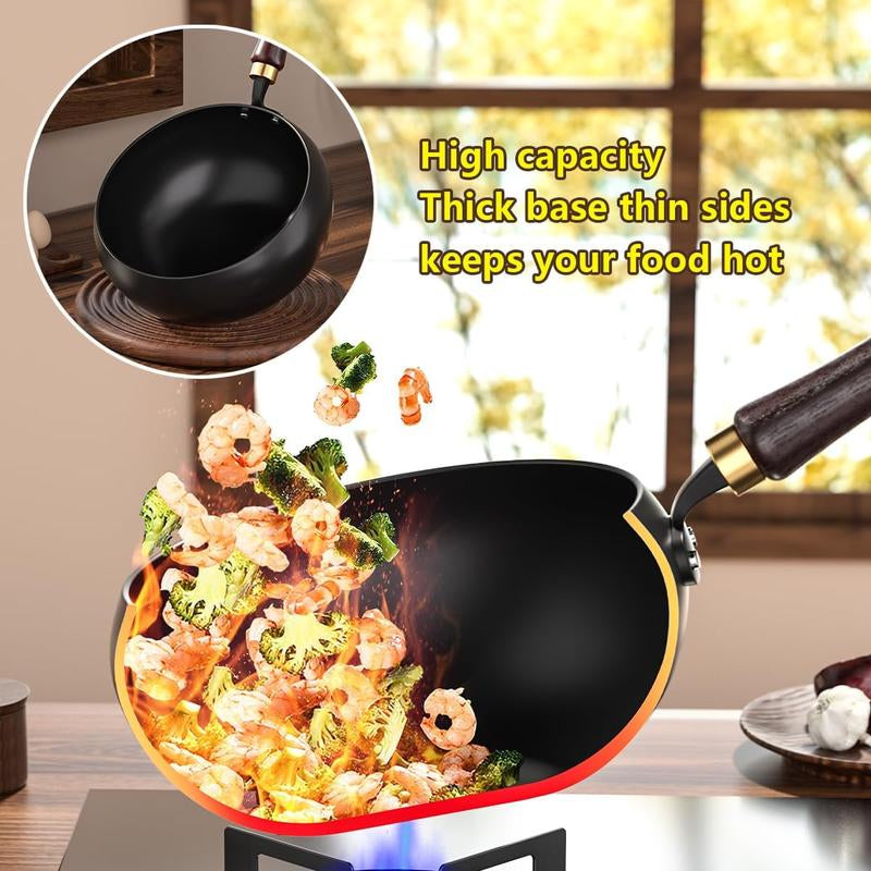Thick Uncoated Cast Iron Skillet Hand Forged Frying Pan Cookware
