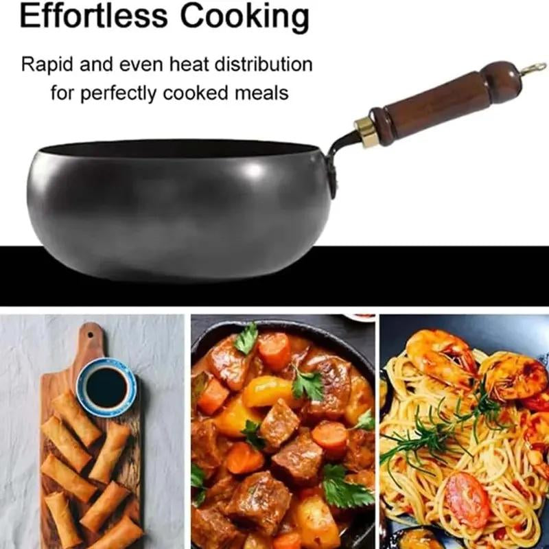 Thick Uncoated Cast Iron Skillet Hand Forged Frying Pan Cookware