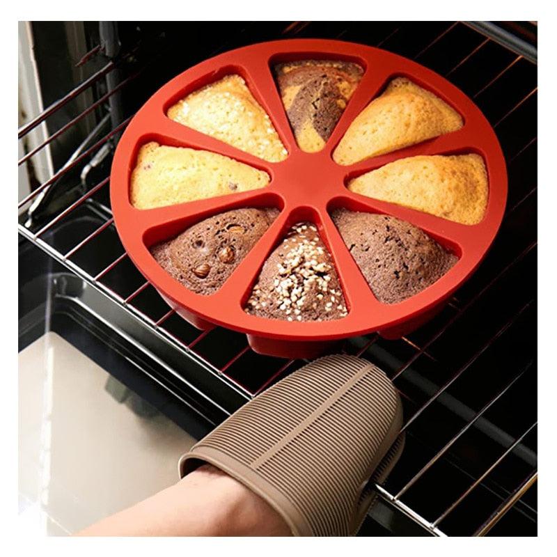 8 Cavity Silicone Cake Mold Baking Pan Pizza Scone Tool