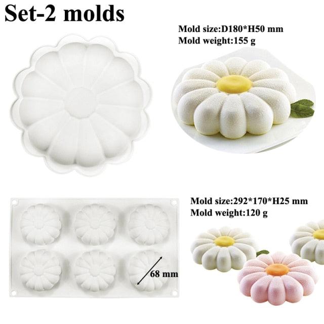 Silicone Daisy Flower Cake Mold Dessert Mousse Baking Bakeware Set